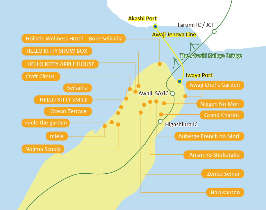 map of west coast awaji island