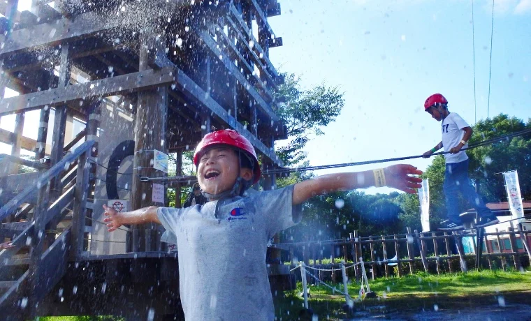 Child at Crayon Shinchan Adventure Park in Nijigen no Mori, Hyogo, Japan
