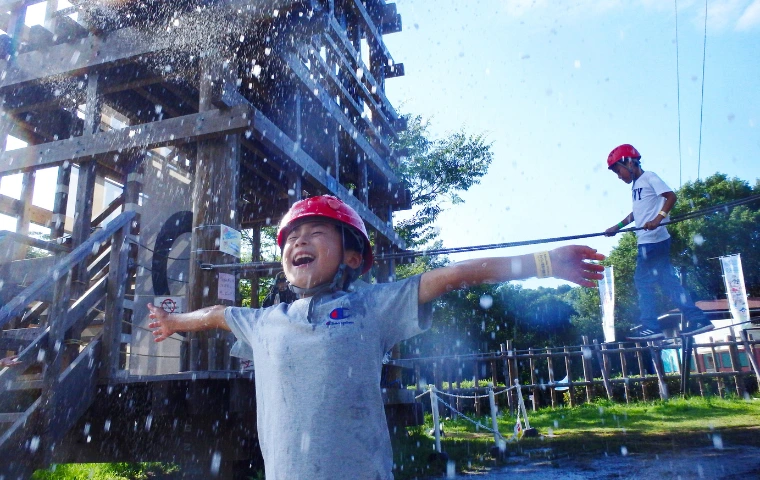 Child at Crayon Shinchan Adventure Park in Nijigen no Mori, Hyogo, Japan