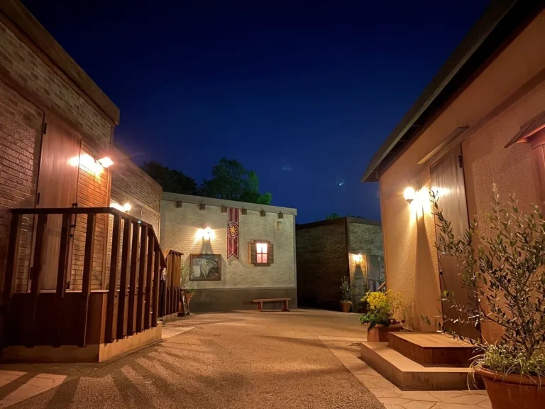 Onokogard town streets in Dragon Quest Island at Nijigen no Mori Awaji Island